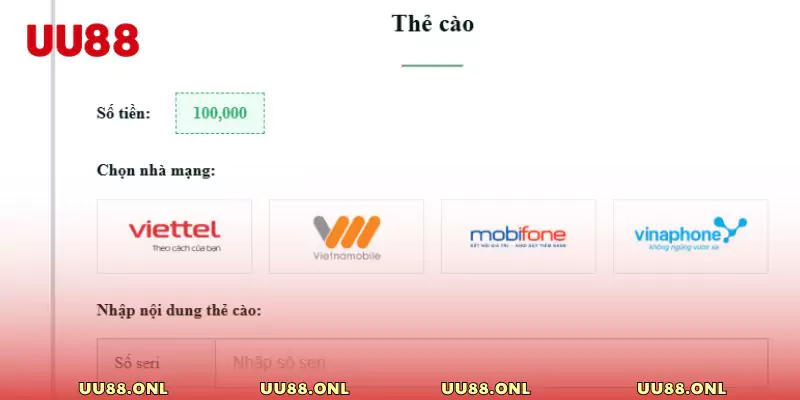 Nạp vốn vào UU88 nhận nhiều lợi ích